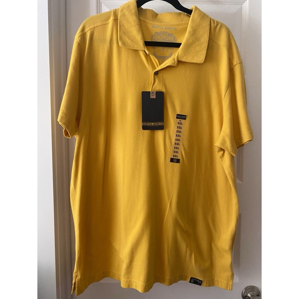 Nautica Classic Fit Solid All Cotton Mustard Yellow Short Sleeve Polo Shirt 2XL